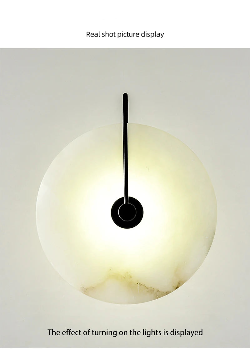 Modern LED Marble Wall Sconce Light Fixture Alabaster Lamp Living Room Bedroom Bedside Home Art Decoration Stone Decor Indoor