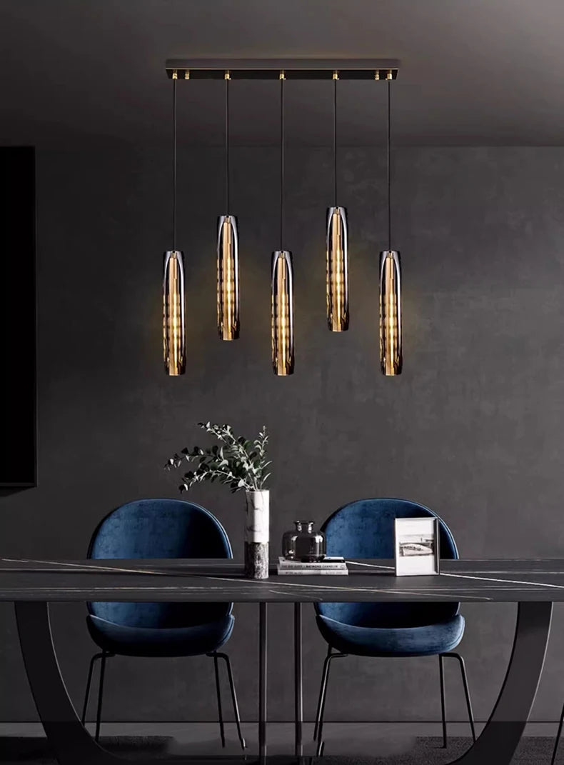 Nordic Minimal LED Pendant Lights Tubes Shaped Chandeliers Home Decor Dinning Living Rooms Villa Island Counter Lighting Fixture