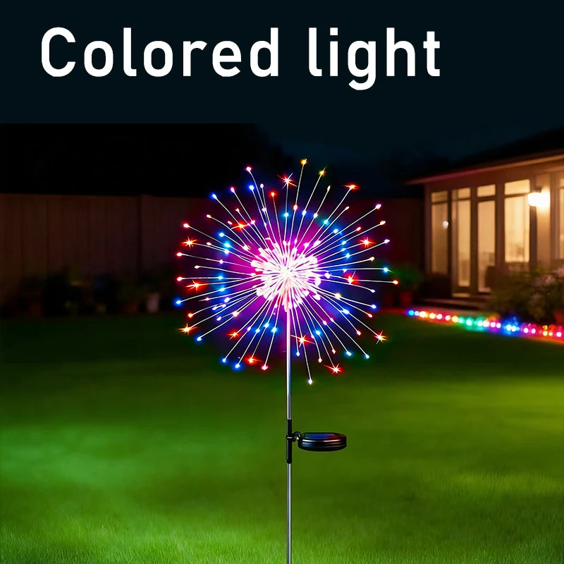 LED Firework Garden Decor Lights Solar Power Waterproof Outdoor Path Solar Lawn Lamp for Villa Patio Balcony Street