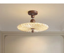 French Mid-Century Style Ceiling Lights Parlor Simple Retro Luxury Gold Resin Pleated Master Bedroom Room Decoration LED Fixture