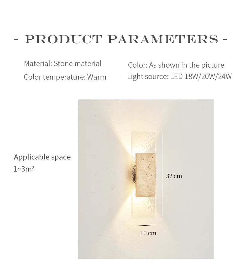 Outdoor Waterproof Wall Lamps Strip Natural stone Wall Lights 18W LED  Porch Wall Sconces  Bedroom Exterior Lighting Fixtures