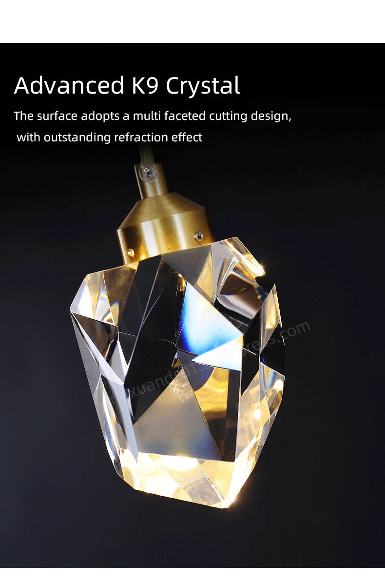 Nordic Crystal Chandelier for Living Room Villa Ceiling Chandeliers Duplex Loft Hanging Lamps Stairscase Suspended Pendant Lamps