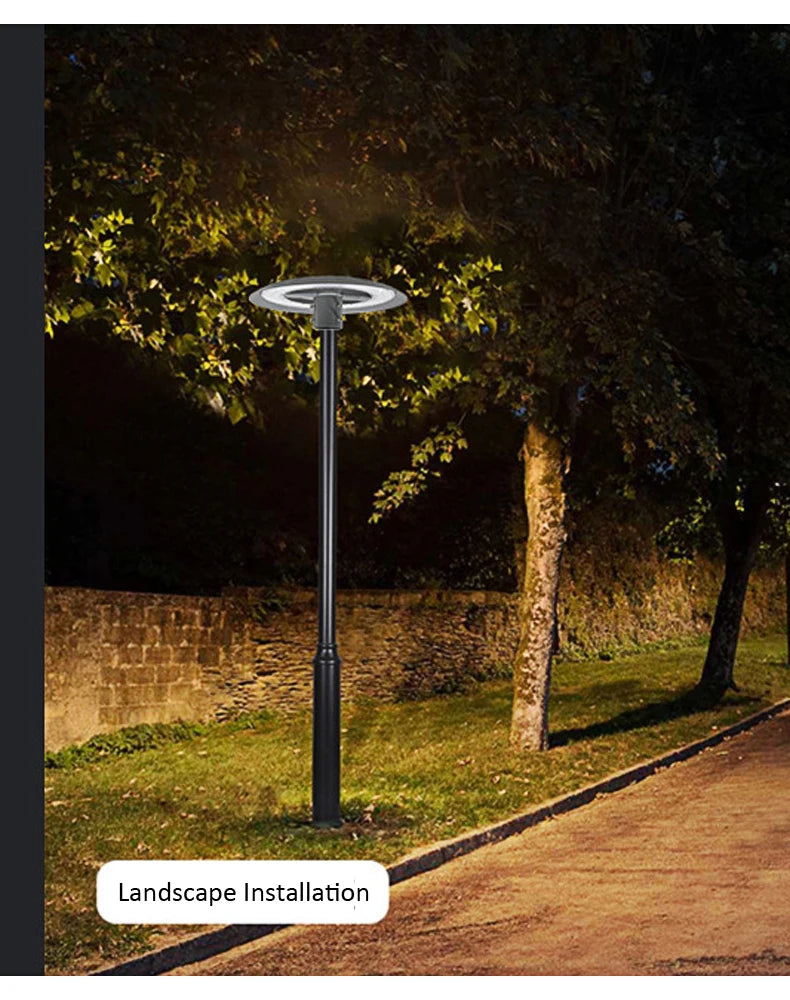 Modern Simple Creative Design Round Aluminum Led Street Lamp Cap Gray Courtyard Commercial Area Green Belt Ip65 Waterproof Light