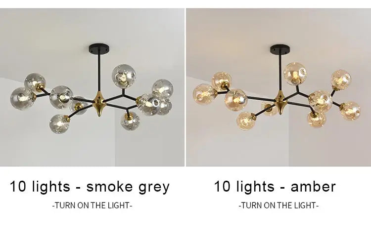 Nordic Glass Ball Lamp Modern Led Ceiling Chandelier Living Room Bedroom Kitchen Dining Room Home Decor Pendant Light Fixture