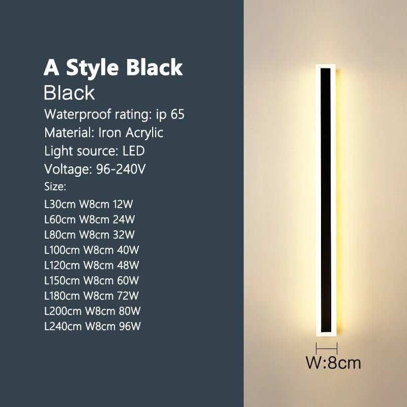 Outdoor waterproof wall lamp LED strip background wall lamp stair garden lamp living room bedroom bedside ip65 wall lights