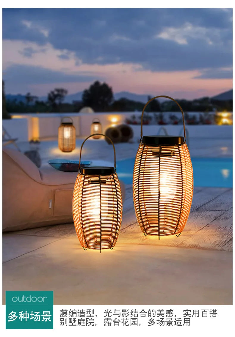 Solar GardenGarden Lawn Outdoor Portable Light Hanging Light Japanese Floor Light Balcony