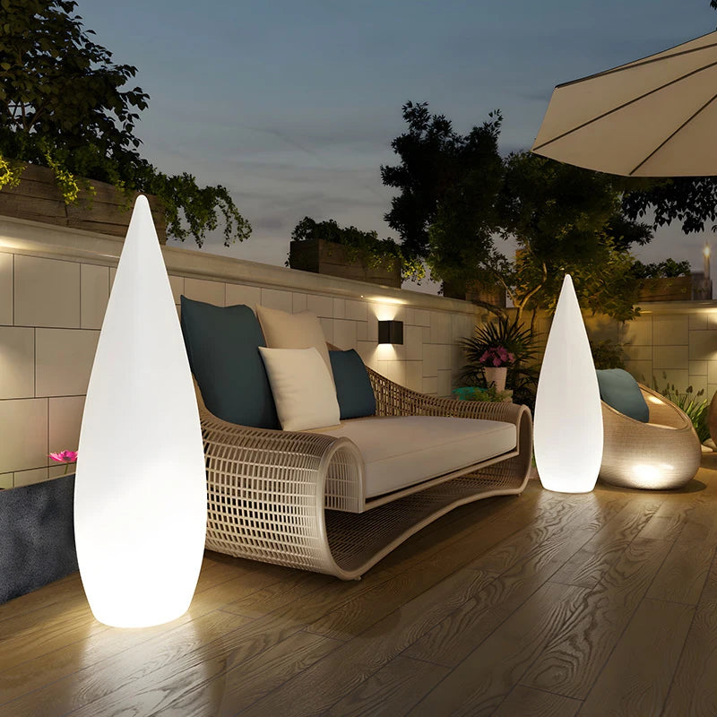Hotel Restaurant Courtyard Garden Decoration Outdoor Variable Light Emitting Diode Luminous Water Droplet Floor Lamp