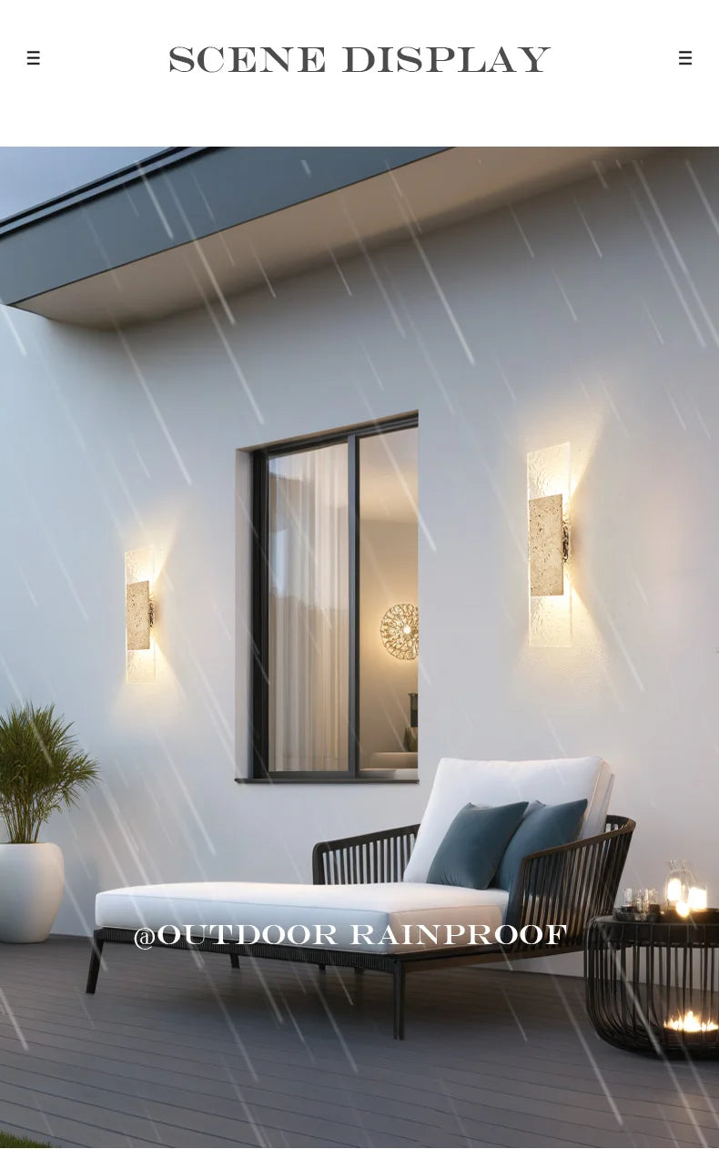 Outdoor Waterproof Wall Lamps Strip Natural stone Wall Lights 18W LED  Porch Wall Sconces  Bedroom Exterior Lighting Fixtures