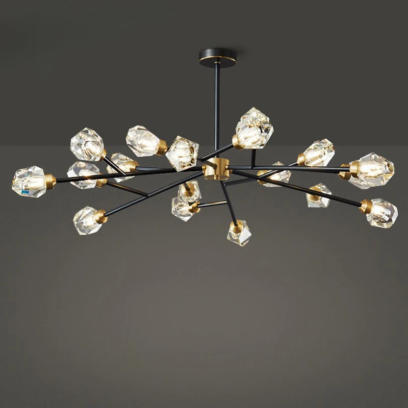 All-copper Molecular Long Crystal Chandelier Light Luxury Creative Post-modern Atmosphere Living Room LED Pendant Lights