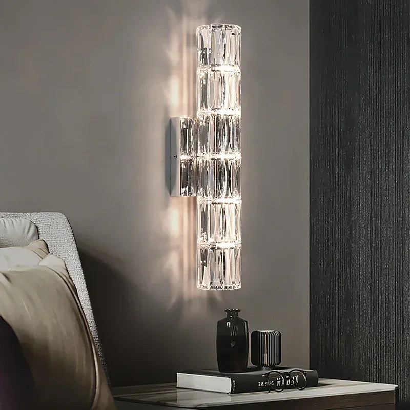 Modern High-end Crystal Wall Light Nordic Living Room Bedroom Bedside Long Wall Lamp Hotel Villa Corridor Bracket Light
