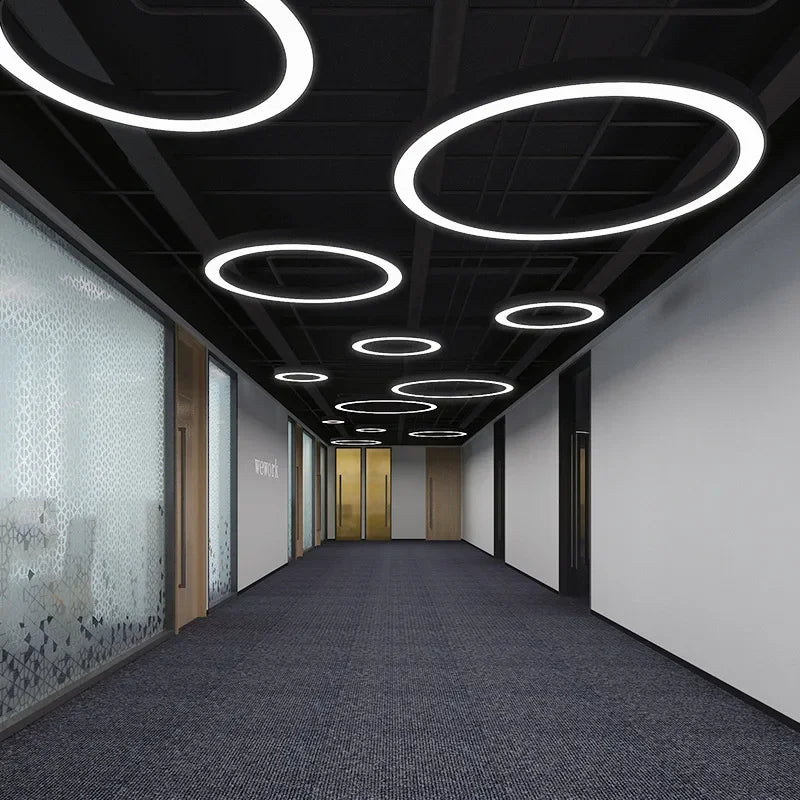 LED round Ring Chandelier Industrial Style for Office Shop Lobby Circle Engineering Lighting Fixture