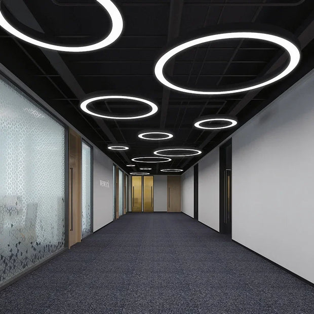 LED round Ring Chandelier Industrial Style for Office Shop Lobby Circle Engineering Lighting Fixture