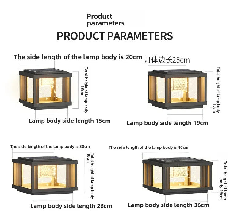Solar Column Head Lamps Waterproof Courtyard Lamps Gate Pillar Lamps Wall Column Lamps Outdoor Villa Column Head Lamps