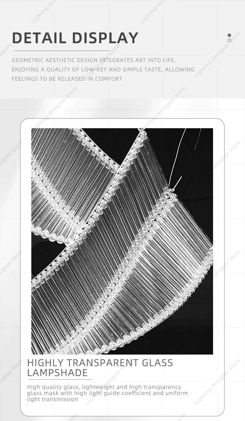 Hotel Living Room Hanging Led Chandelier Hotel Restaurant Large Led Chandelier Modern Pendant Light Glass Lights Lobby