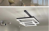 2026 LED Square Pendant Light For Dining Room Bedroom Living Room Home Loft Decor Modern Black Aluminum Hanging Lamp
