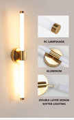 Designed Led Wall Lamp 400 550mm Wall Light Sconces Double Lampshade Up Down Bathroom Wall Lighting Fixture Golden Picture Light