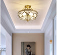 American-Style Semi-Flushed Ceiling Lamp D35cm H30cm De Copper Glass Balcony Bedroom Lamp Restaurant Balcony Study Ceiling Light