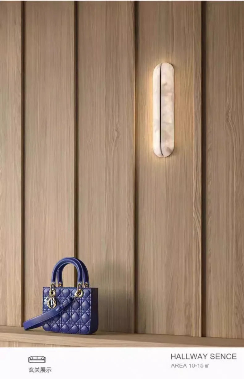 Italian Wall Lamp Natural Marble Bedside LED Light for Bedroom Villa Entryway Hallway Living Room Indoor Decorative Lighting