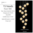 Modern LED Glass Ball Dimmable Chandelier Staircase Lustre Living Room Chandelier Lustre Home Decoration Ceiling Chandelier
