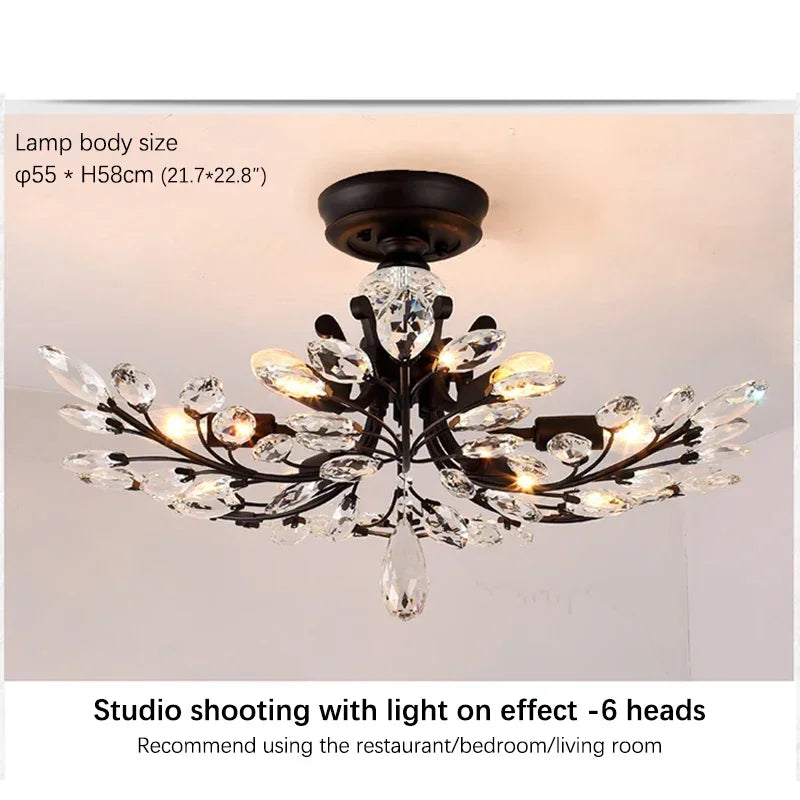 VIOLET Modern Crystal Ceiling Light American Country LED Creativity Living Room Dining Room Bedroom Coffee shop clothing store