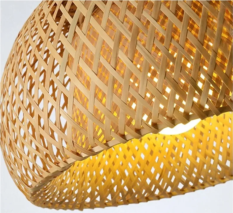 Bamboo Lantern 30cm Pendant Lamp Natural Rattan Wicker E27 LED Chandeliers Hand-Woven Lampshades Lighting Fixture Hanging Light