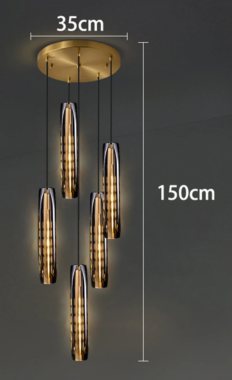 Nordic Minimal LED Pendant Lights Tubes Shaped Chandeliers Home Decor Dinning Living Rooms Villa Island Counter Lighting Fixture