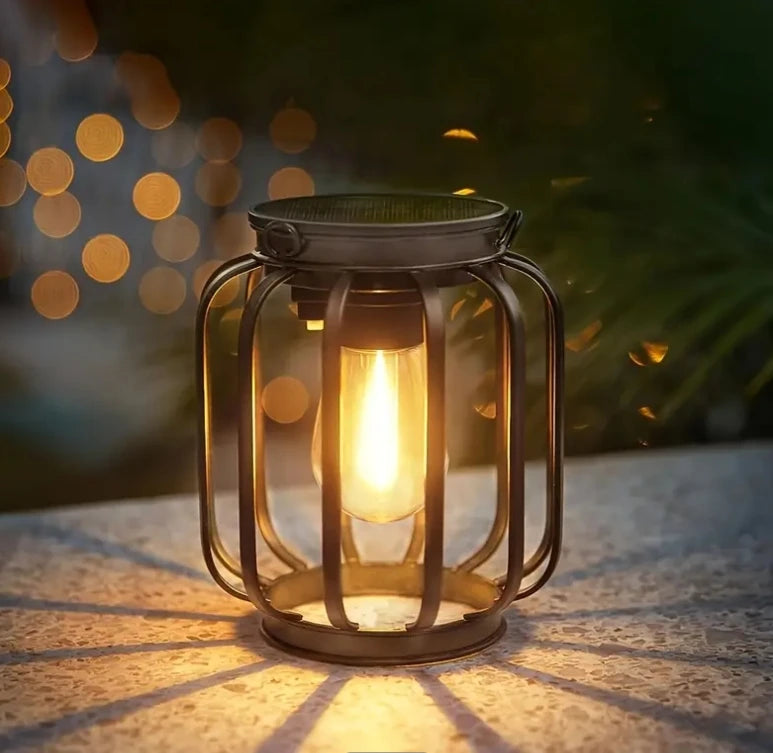 1pc Solar Lantern Outdoor Light, Metal Solar Hanging Light, Brighter Hanging Solar Chandelier, Courtyard Garden Decoratiot