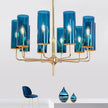 Nordic LED Glass Chandelier Blue/Amber Modern Hanging Lamp Suspension Living Dining Bedroom Pendant Lighting Fixtures