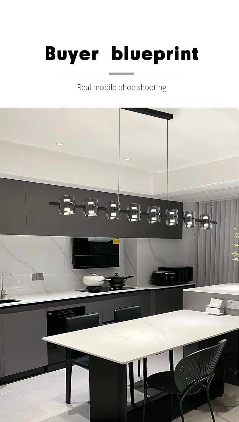 Modern Hanging Led Pendant Lights For Dining Room Kitchen Island long Bar Chandeliers decoration home decor Black light fixtures