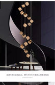 Stair chandelier long chandelier Rubik's cube creative personality light crystal lamp duplex villa loft apartment