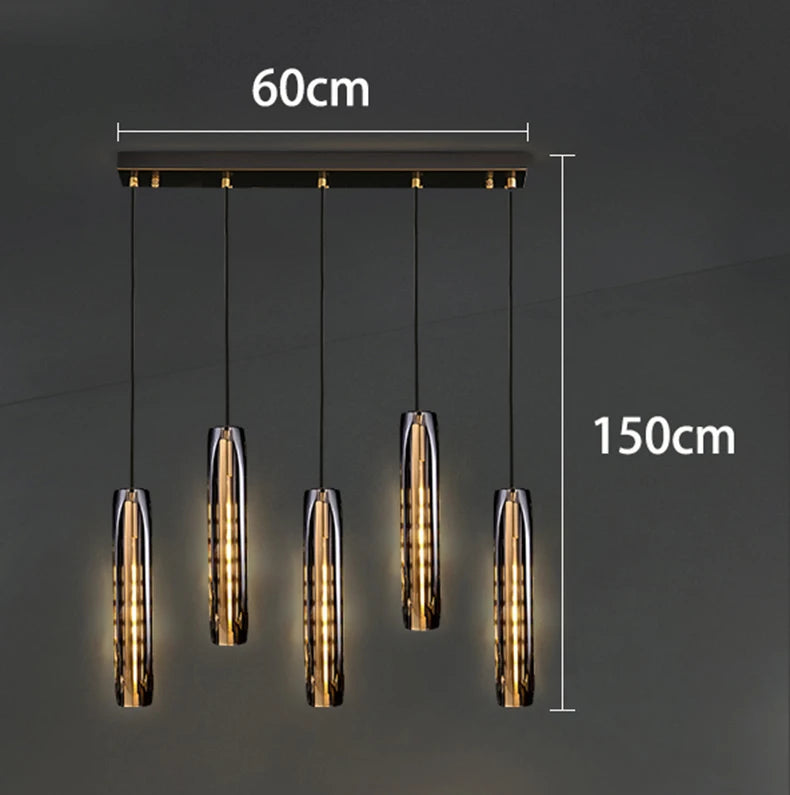 Nordic Minimal LED Pendant Lights Tubes Shaped Chandeliers Home Decor Dinning Living Rooms Villa Island Counter Lighting Fixture