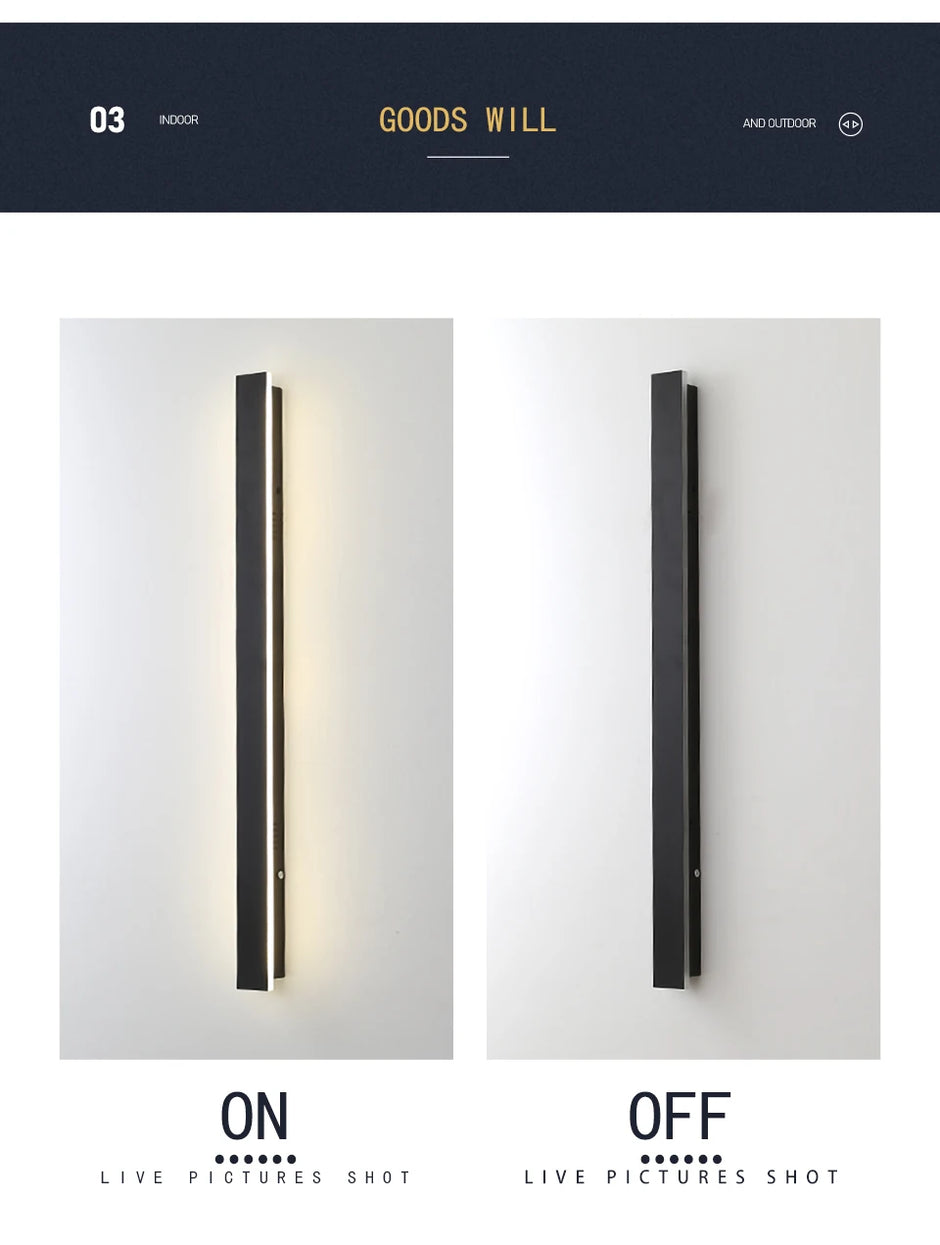 Long Wall Light Outdoor Lighting Waterproof Ip65LED Garden Country Villa Balcony Light Lnterior Wall Bedroom Living Room Light