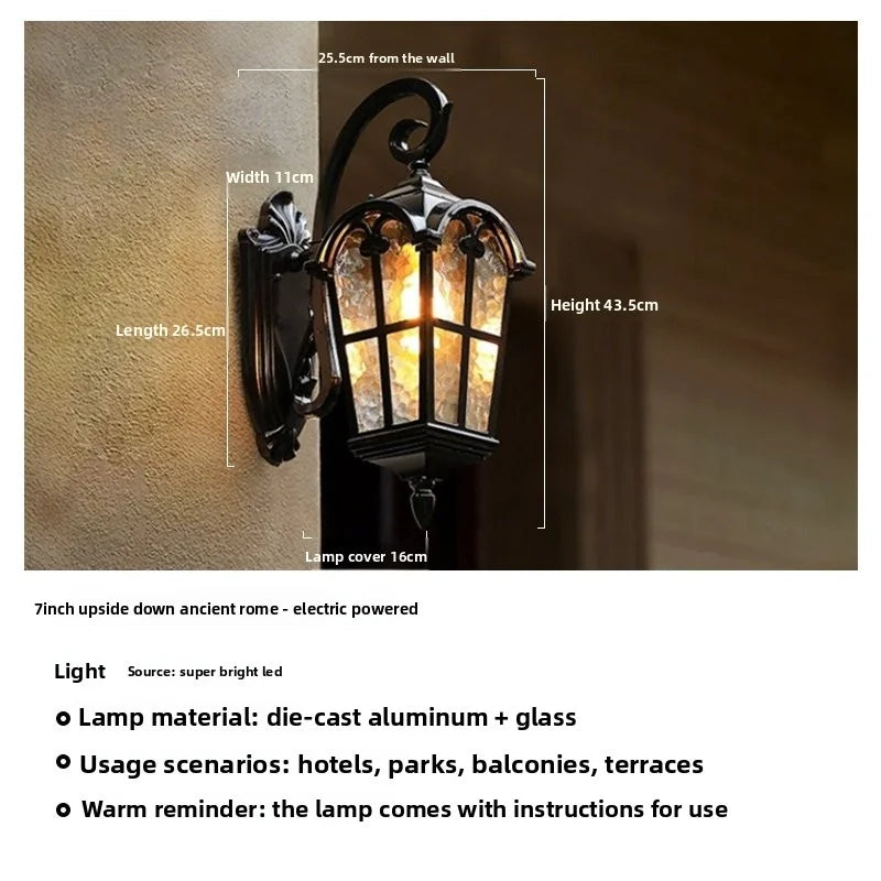Outdoor Waterproof Wall Lamp For Garden Villa Gate Outdoor European-Style Courtyard Balcony Exterior Wall Lamp Retro Wall Lamp