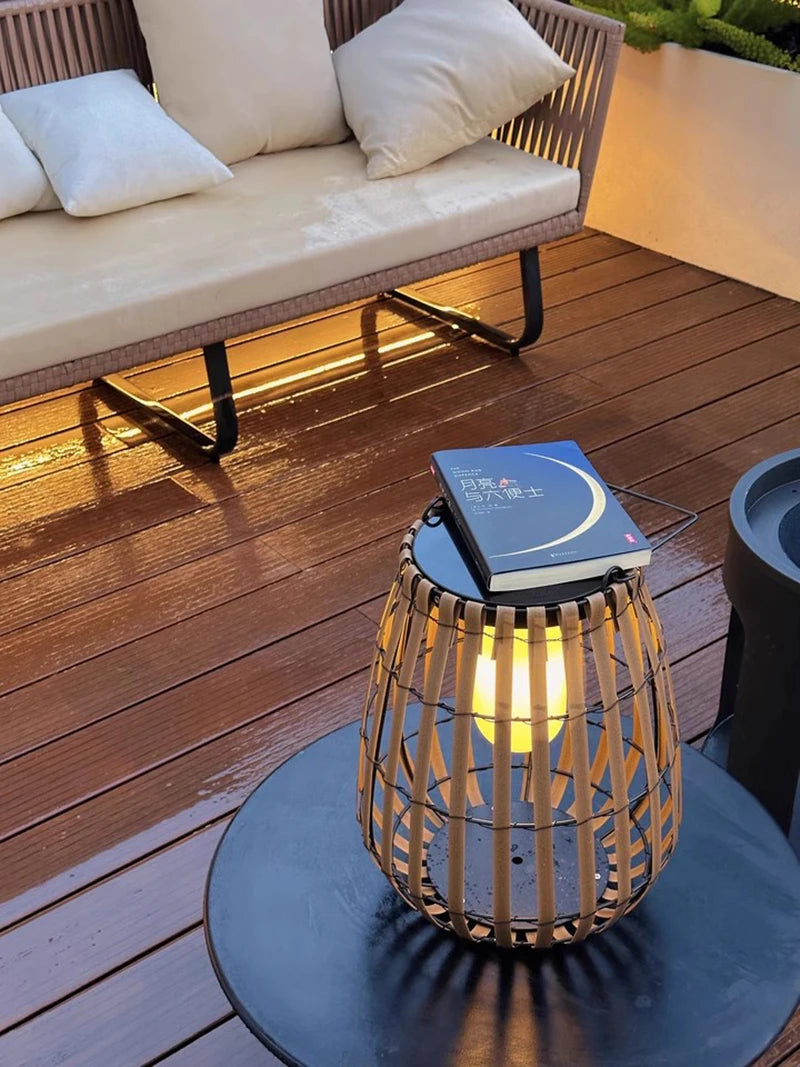 Solar Lights LED Floor Lamp Outdoor Waterproof Solar Energy Imitation Rattan Ambient Lamp Villa Gate Garden Courtyard lighting