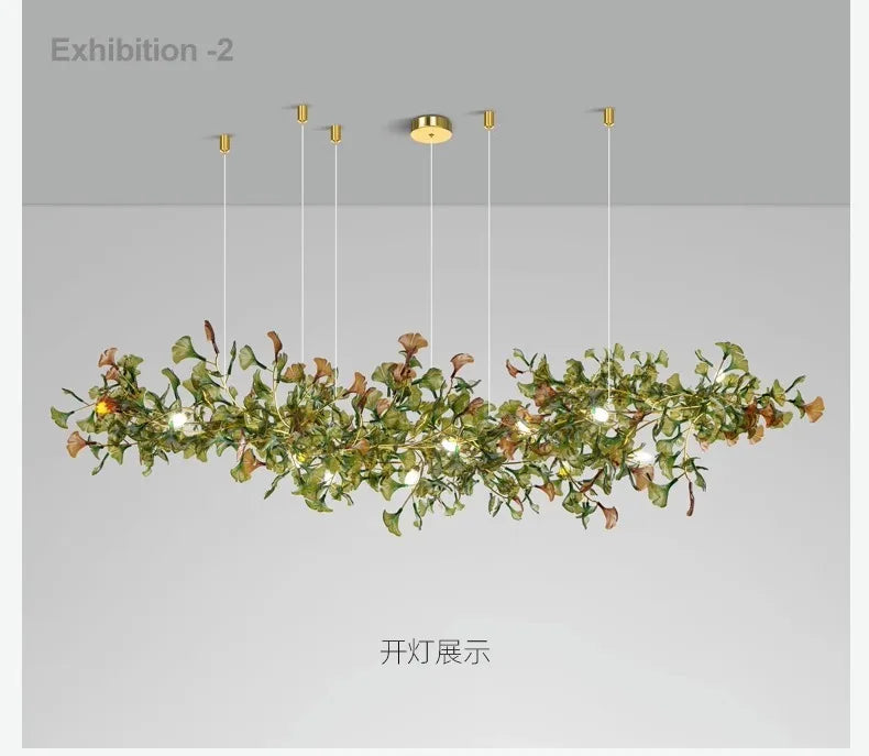 Living room chandelier ginkgo leaf branch lamp duplex floor villa stairs dining room lamp