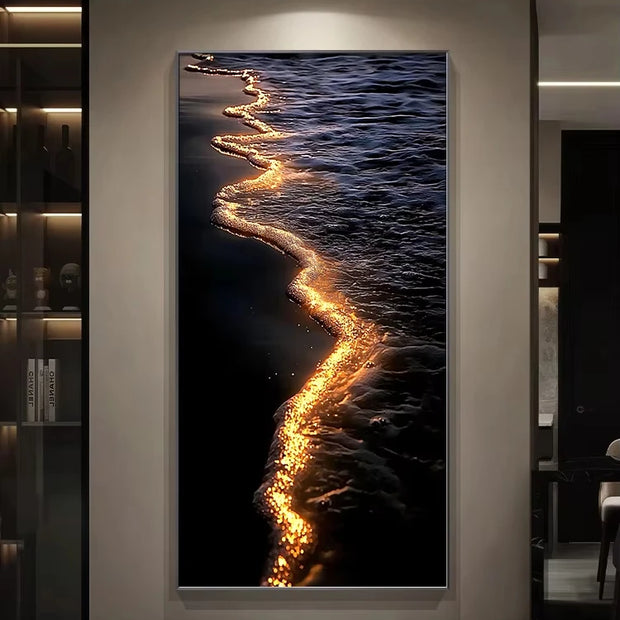 Modern Fantasy Beach Art LEDWall Light Remote Dimming Wall Decoration Bedroom Study Living Room Dining Hall Hanging Painting