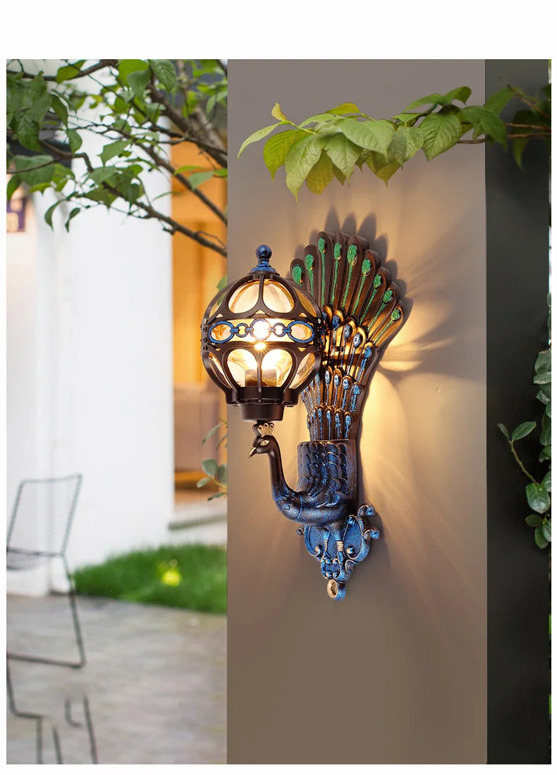 Outdoor courtyard pillar wall lamp waterproof terrace retro courtyard villa exterior wall balcony outdoor courtyard lamp
