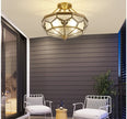 American-Style Semi-Flushed Ceiling Lamp D35cm H30cm De Copper Glass Balcony Bedroom Lamp Restaurant Balcony Study Ceiling Light