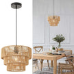 Handmade Natural Hemp Rope Chandelier Lamp Household Wood Woven Light for Homestay Cafe Bar Hotel Teahouse Indoor Decor Light