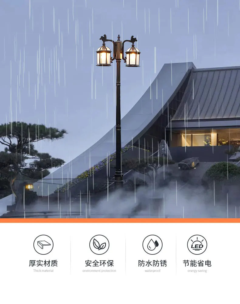Led Villa Garden Outdoor Waterproof Household Retro Double Head Community Outdoor Courtyard Street Lamp ≈230CM
