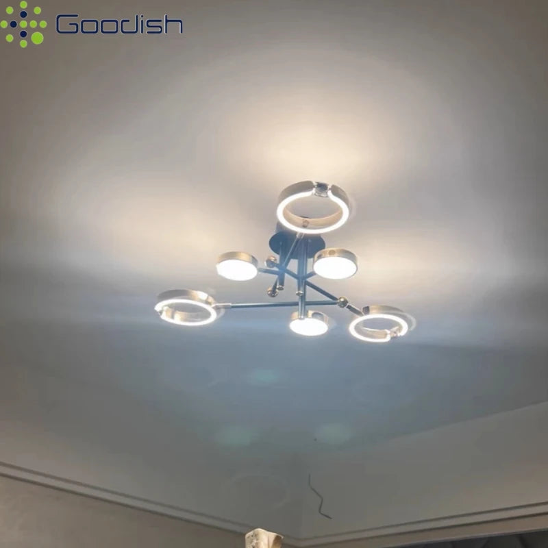 Modern Luxury Nordic Style Aluminum Circle Shaped LED Pendant Light Art Creative Lamp for Living Room Home Decoration Chandelier