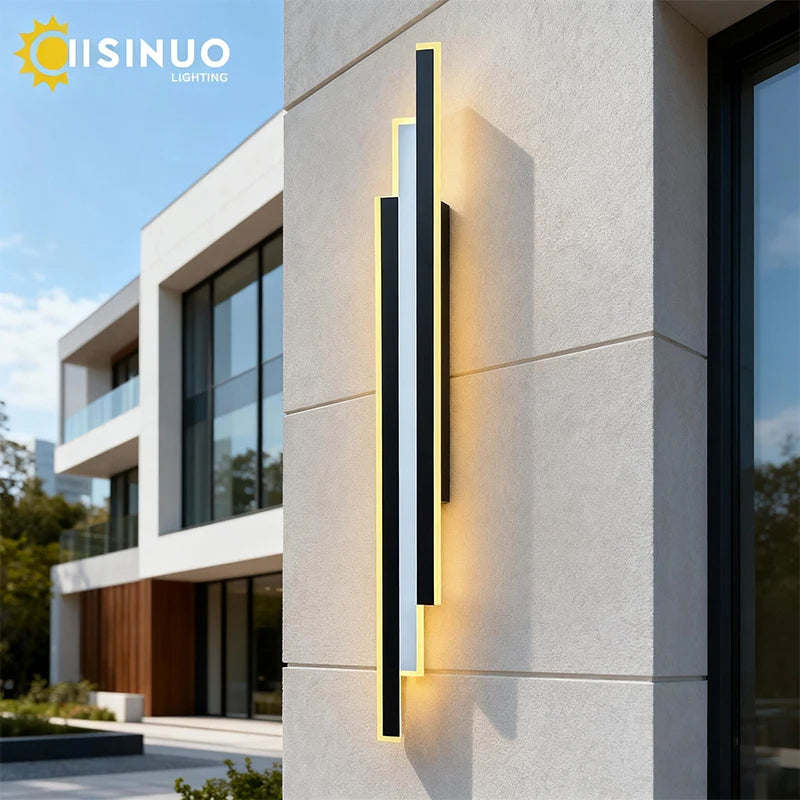 Outdoor Garden Wall Light Waterproof Long Strip Shape Lamp LED85v-265v Black&White Color Porch Lighting Fixture for Villa Garage