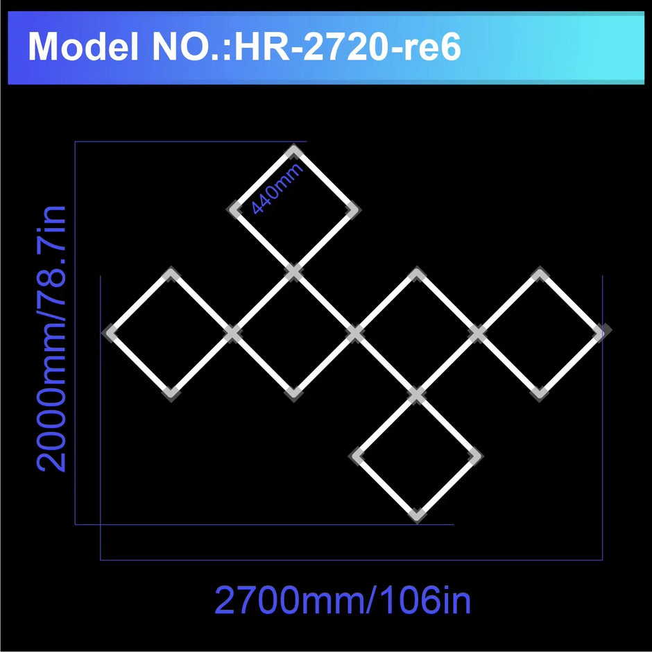Diamond LED Ceiling Light Hexagonal Design Suitable for Garage Barber Shop Gym Exhibition Hall Ceiling Light Decoration Lighting
