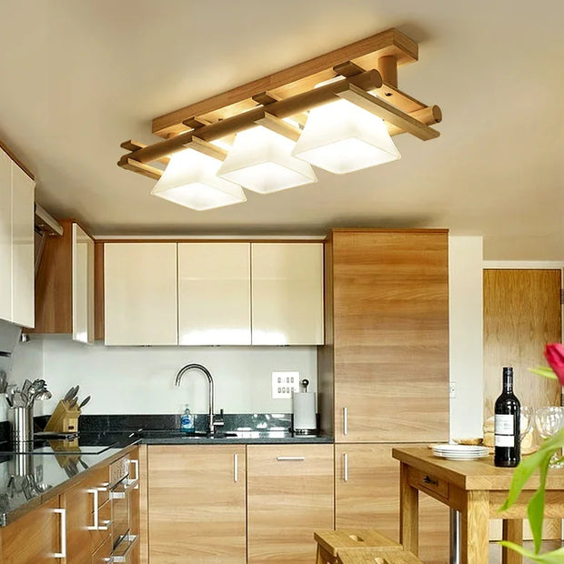 Solid wood ceiling lamp balcony American Scandinavian new chinese aisle corridor light LED Ceiling Lights