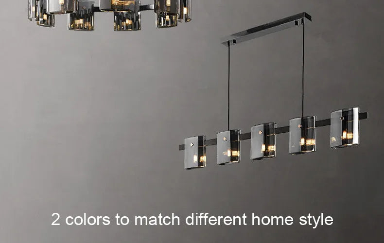 2026 Pendant Light For Bedroom Living Room Kitchen Dining Table Bar Home Decor Modern LED Glass Tile Suspension Lamp Smoke Gray