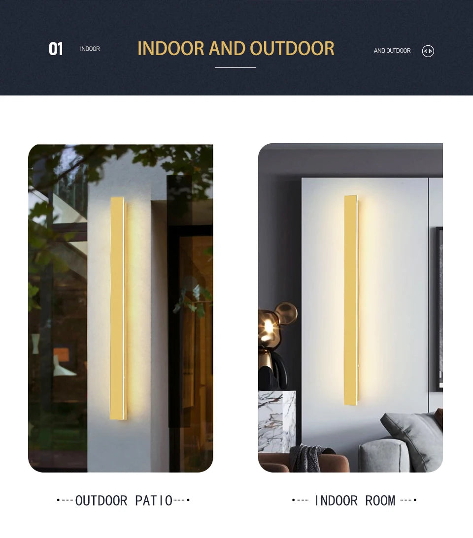 Long Wall Light Outdoor Lighting Waterproof Ip65LED Garden Country Villa Balcony Light Lnterior Wall Bedroom Living Room Light