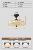 French Mid-Century Style Ceiling Lights Parlor Simple Retro Luxury Gold Resin Pleated Master Bedroom Room Decoration LED Fixture