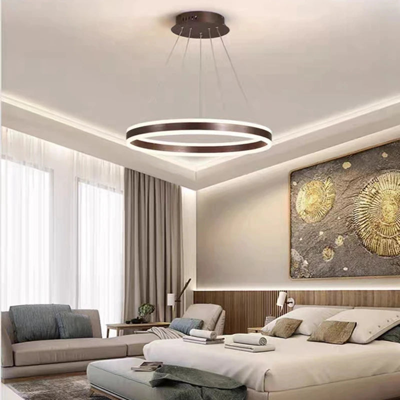 Modern Ring LED Chandelier Dimmable for Tables Dining Living Room Bedroom Kitchen Island Pendant Lamp Home Decor lusters Fixture