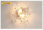 Creative Matte Metal Golden Base with LED Bubble Water Pattern Glass Round Shade Wall Sconce Bedside Lamp