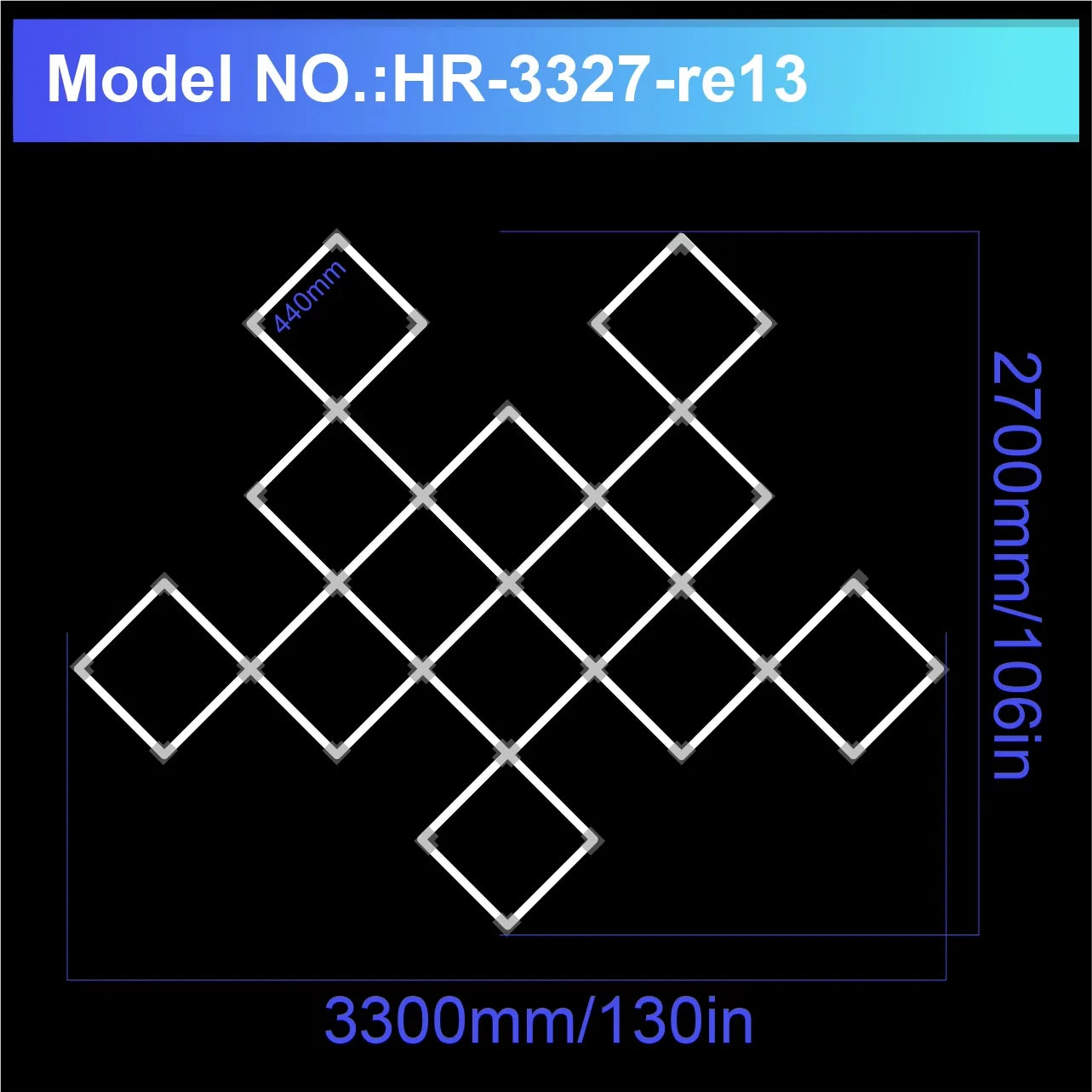 Diamond LED Ceiling Light Hexagonal Design Suitable for Garage Barber Shop Gym Exhibition Hall Ceiling Light Decoration Lighting